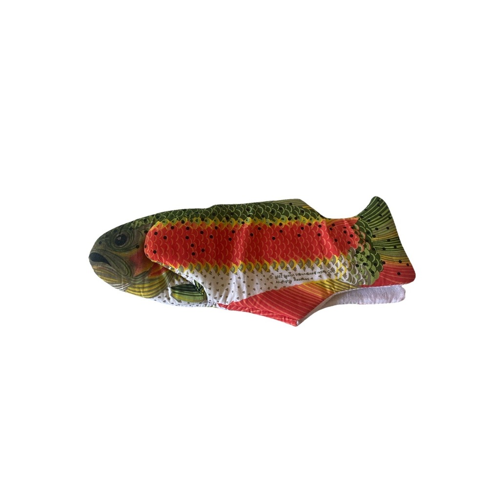 Vtg. Rainbow Trout Shape Oven Mitt 15" by Boston Warehouse Trading Corp. 1992
